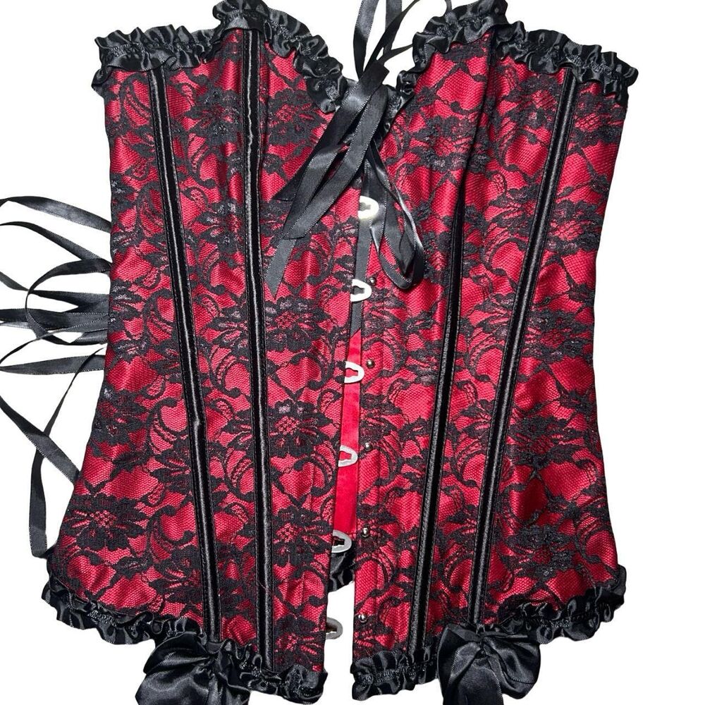 Women's Red and Black Corset